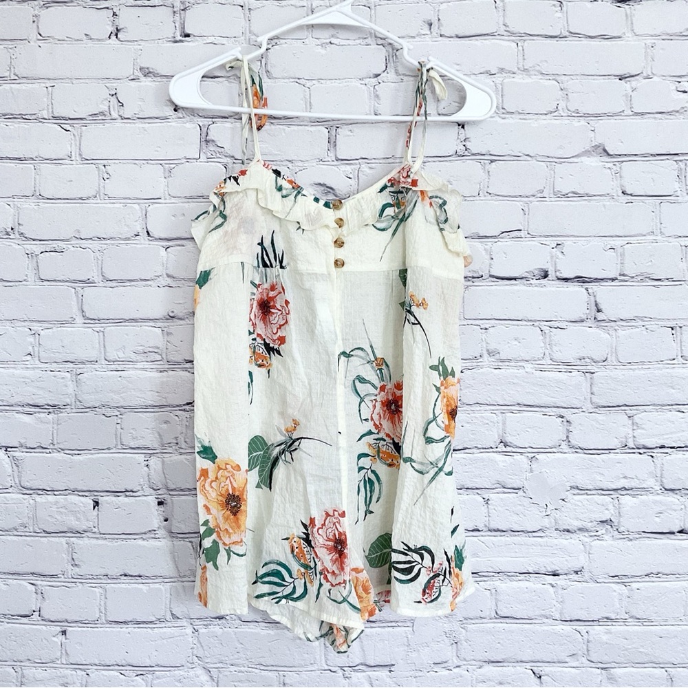 New Urban Outfitters Floral Romper Botanical Spaghetti Strap No Pockets Small